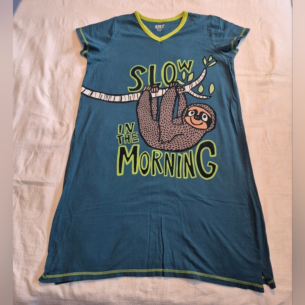 Lazy One women's Small Medium Sloth short sleeve nightgown nightshirt pajama